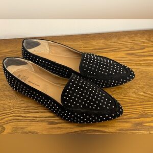 Time and Tru Black Loafers with Silver Studs